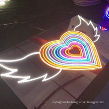 New design neon sign custom led neon logo heart and wings fashion led neon sign events and wedding decoration